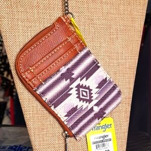 Designer Wrangler Western Boho Black and White Card Holder Keychain Wristlet